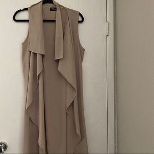 COPY - Beige No Sleeve Long Cardigan